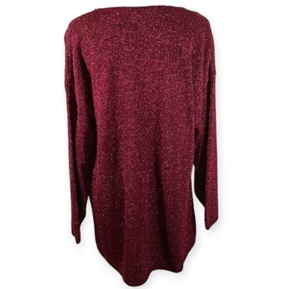 BASIC EDITIONS RED/BURGUNDY METALLIC SWEATER TUNIC SZ.18W EUC - Picture 2 of 4